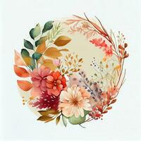 Watercolor flowers background, card, ai generation photo