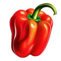 Red bell pepper isolated on white background.  Watercolor illustration, ai generation. photo