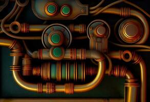 steampunk pipes background, ai generation photo