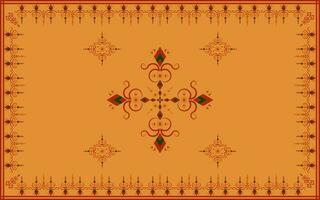 Emblem ethnic folk geometric seamless pattern in red and orange vector