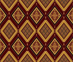 Emblem ethnic folk geometric seamless pattern in red and yellow vector