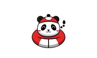 panda mascot design in chinese theme vector