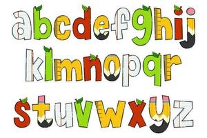 Handcrafted Back To School Letters. Color Creative Art Typographic Design vector