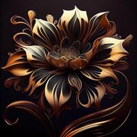 Flower with a gold and black design. Generate Ai. photo