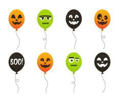 Set of balloons with halloween faces, vector illustration