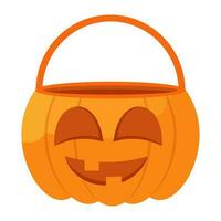 Pumpkin, candy bag, halloween holiday, vector illustration