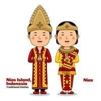 Couple wear Traditional Clothes greetings welcome to Nias vector