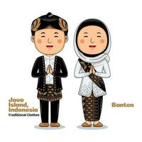 Couple wear Traditional Clothes greetings welcome to Banten vector