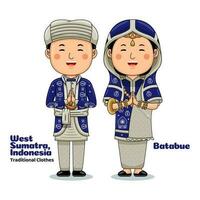 Couple wear Traditional Clothes greetings welcome to West Sumatra vector