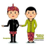 Couple wear Traditional Clothes greetings welcome to Madura vector