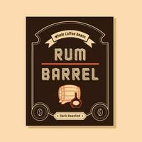 rum barrel coffee beans label vector