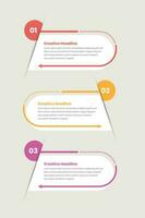 Business strategy or process presentation simple infographic layout design with abstract shadow cut effect vector