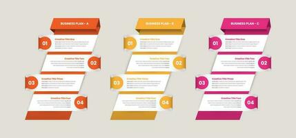 Business plan overview infographic template with multiple options to explain strategy vector