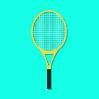 Yellow Badminton Racket Sports Equipment Shadow Vector Illustration