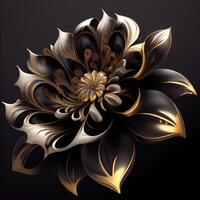 Flower with a gold and black design. Generate Ai. photo