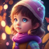 Very detailed cute kid girl. Generate Ai. photo