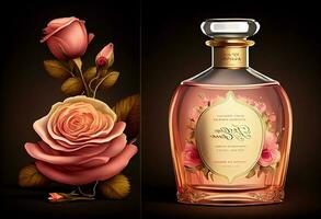 Sweet rose perfume , love romance gift anniversary. Generate Ai. photo