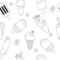 Seamless outline pattern ice cream drawn vector