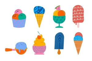 Hand drawn different types of ice cream vector