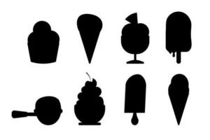 Hand drawn different silhouette types of ice cream vector