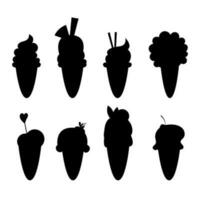 A set silhouette of ice cream. Hand drawn flat design vector