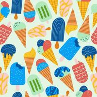 Seamless pattern of abstract ice cream hand drawn vector