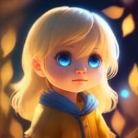 Very detailed cute blond kid girl. Generate Ai. photo