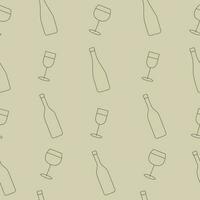 Pattern with wine glasses and bottle. Wine concept. Weekends and chill concept. vector