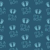 Baby shower pattern with design elements. Baby shower concept. It's a boy vector