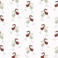 Pattern with wine glasses and bottle. Wine concept. Weekends and chill concept. vector