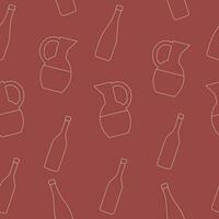 Pattern with wine glasses and bottle. Wine concept. Weekends and chill concept. vector