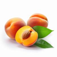 Ripe fresh apricot with leaves photo