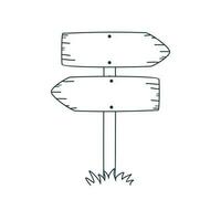 Vector wooden information board road sign doodle