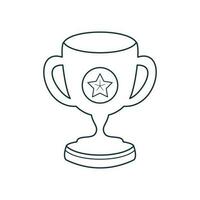 Vector doodle champion trophy cup of winner hand drawn element sketch line style trophy cup