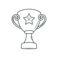 Vector doodle champion trophy cup of winner hand drawn element sketch line style trophy cup