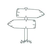 Vector wooden information board road sign doodle