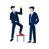 Playful businessman boss and businessman in a business suit. Flat vector illustration.