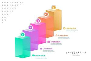 Infographic elements data visualization vector design template. parts or processes. workflow layout, diagram. Business concept presentation, glowing gradient 3d chart, graph, illustration.