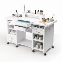 Cosmetic table for nail care women saloon photo