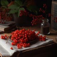 red rowan on table photo