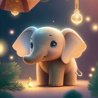 Very detailed cute elephant. Generate Ai. photo