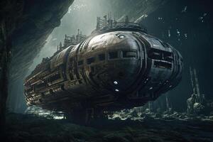 abandoned spaceship floating in space illustration photo