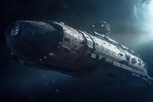 abandoned spaceship floating in space illustration photo