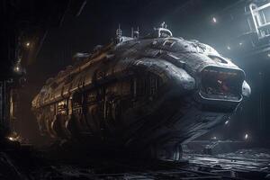 abandoned spaceship floating in space illustration photo