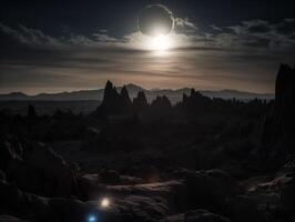 Solar Eclipse Over Alien Landscape photo