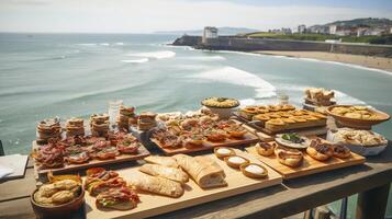 Basque Pintxos in a Coastal Town Setting photo