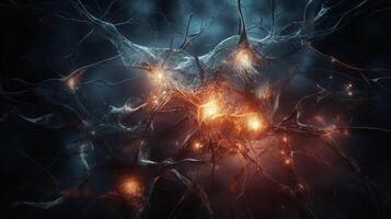conceptual imagen de neuronas en el humano cerebro foto