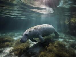 The Gentle Grace of the Manatee in Aquatic Bliss photo