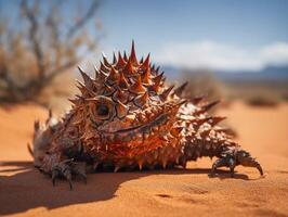 cautivador supervivencia estrategias de el espinoso diablo en Desierto habitat foto