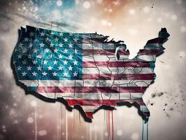 American Flag on Map Clipart photo